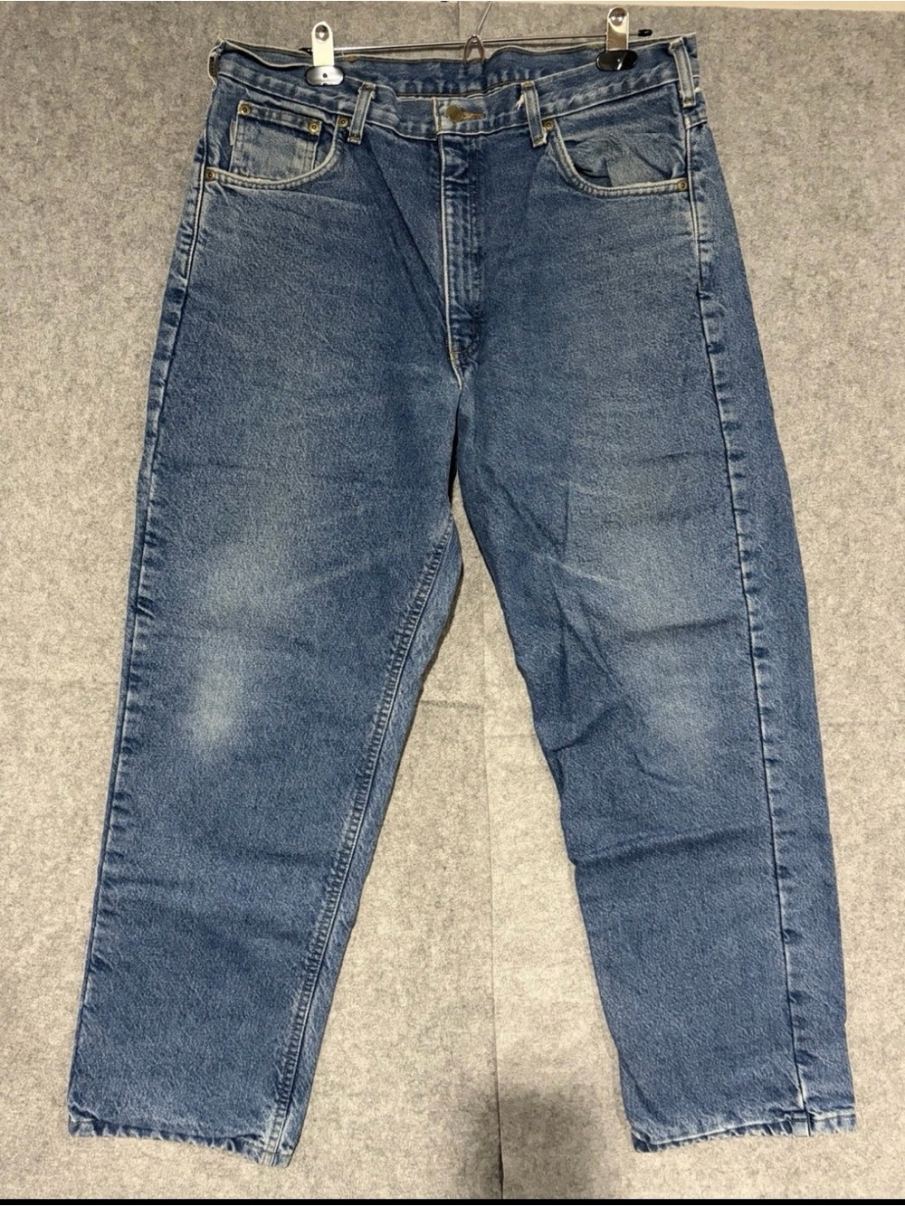 Carhartt Men's Relaxed Fit Plaid Lined Blue Denim Jeans